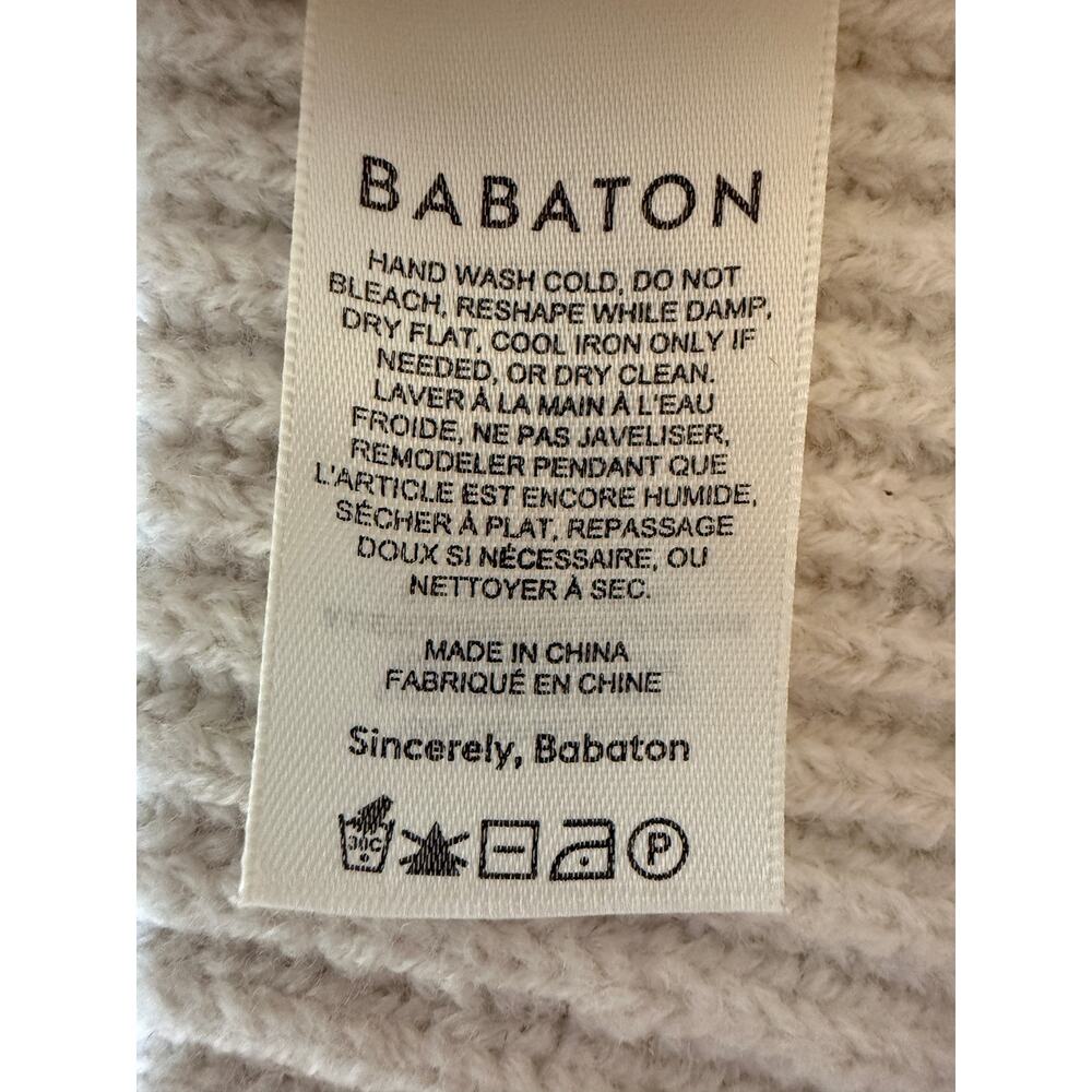 Babaton Turtleneck Sweater Dress Merino Wool Ribbed Cream Long Sleeve Size L - Picture 5 of 9